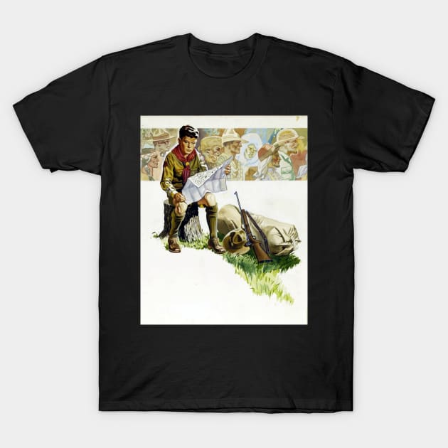 Boy Scout Map Norman Rockwell Type Of Art T-Shirt by Oldetimemercan